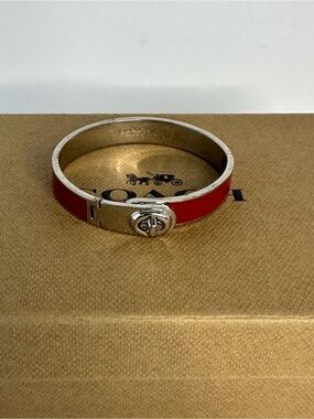 Coach Red Enamel Turnlock Bangle Bracelet